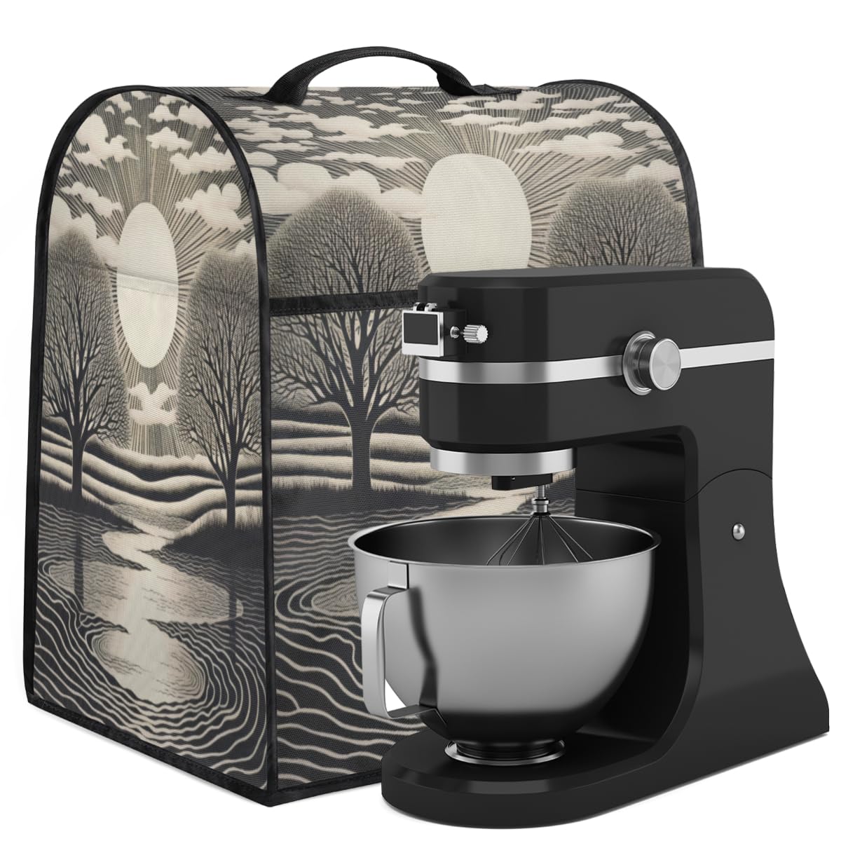 Coffee Maker Cover Abstract Art Sun Kitchen Appliance Covers Small Appliance Covers Blender Cover Juicer Cover Dust Covers for Kitchen Appliances with Top Handle and Pockets,Washable,C40