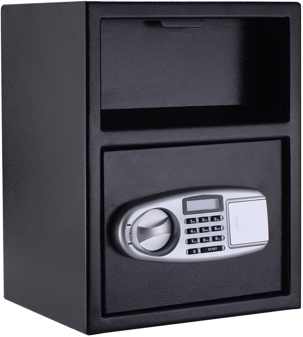 Digital Safe Box Security Cash Money Jewelry Gun Book Deposit Drawer Depository Drop Slot Load Vault Lock Box Digital PIN Lock And Key Home Hotel Shop Restaurant Office Use Wall Or Cabinet Mount