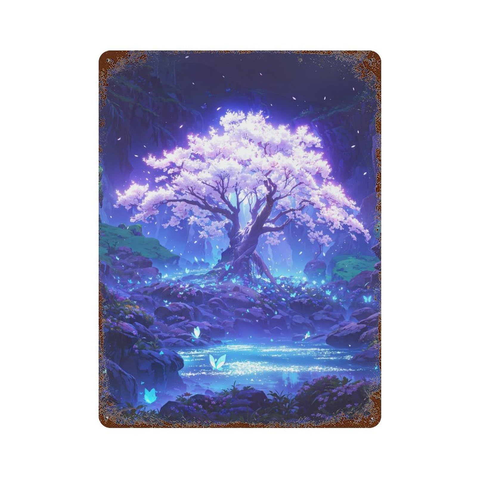 Luminous Grove Aged Metal Wall Plaque 15.7"x11.8", Industrial Home Decor for Pub, Kitchen And Man Cave Decor