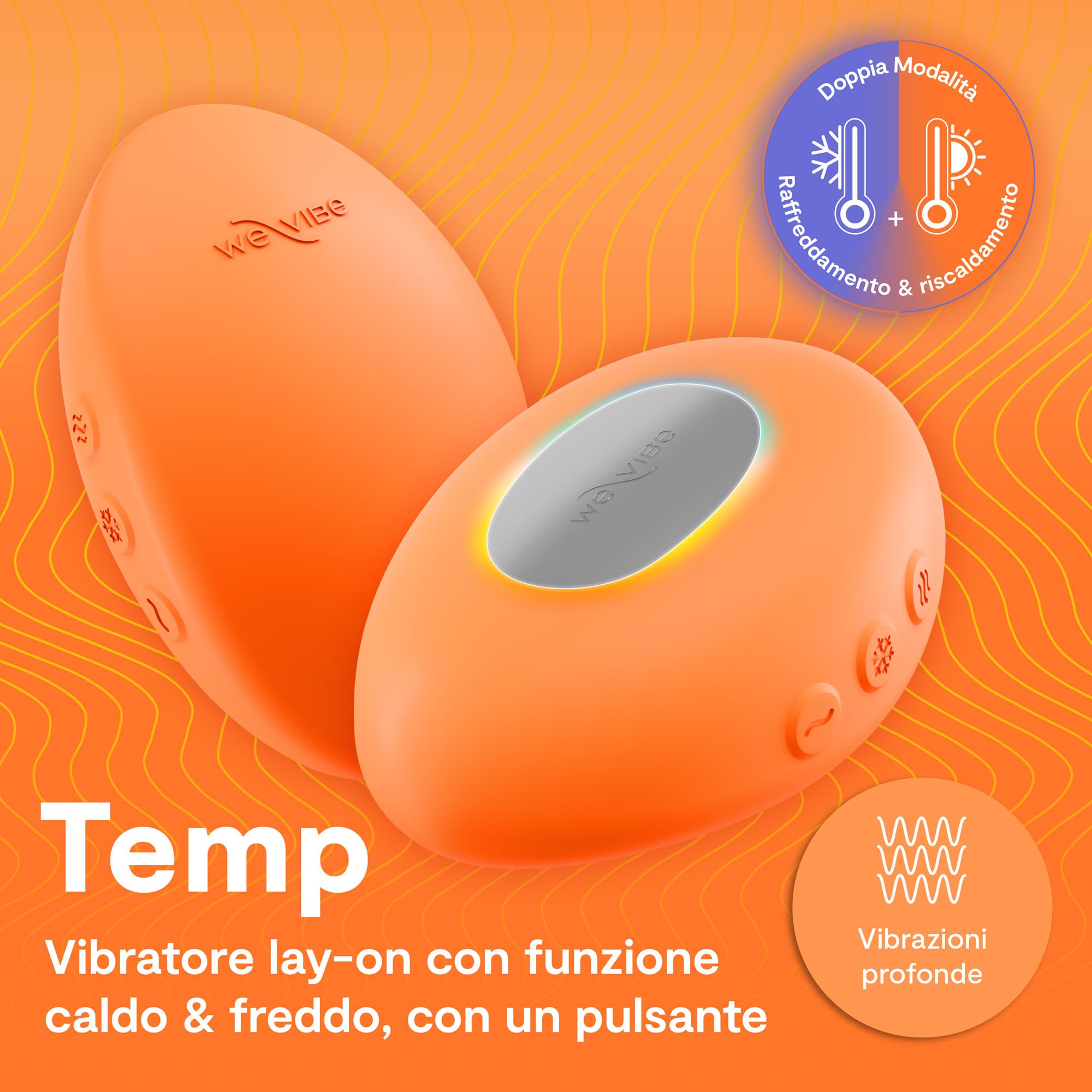 We-Vibe Temp Vibratore Esterno per Donna | Vibratore Clitorideo Riscaldante e Raffreddante| Sex Toy Gioco Caldo Freddo| Massaggiatore Personale Potente e Silenzioso | Impermeabile | Arancione