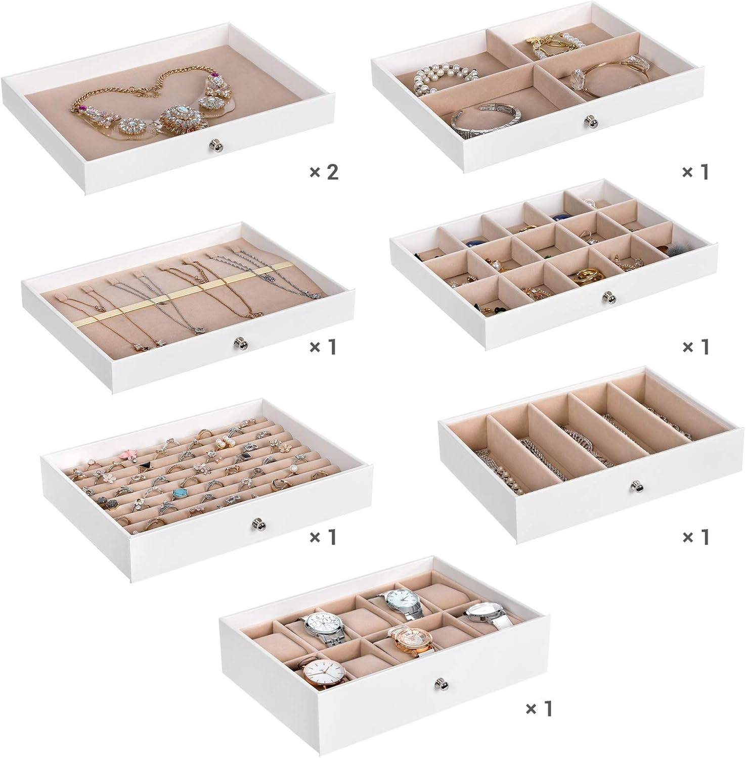 SONGMICS Jewelry Box, 8-Layer Large Jewelry Case, Ideal for Necklaces, Earrings, Sunglasses, Bracelets, Watches, White UJBC11WT : Everything Else