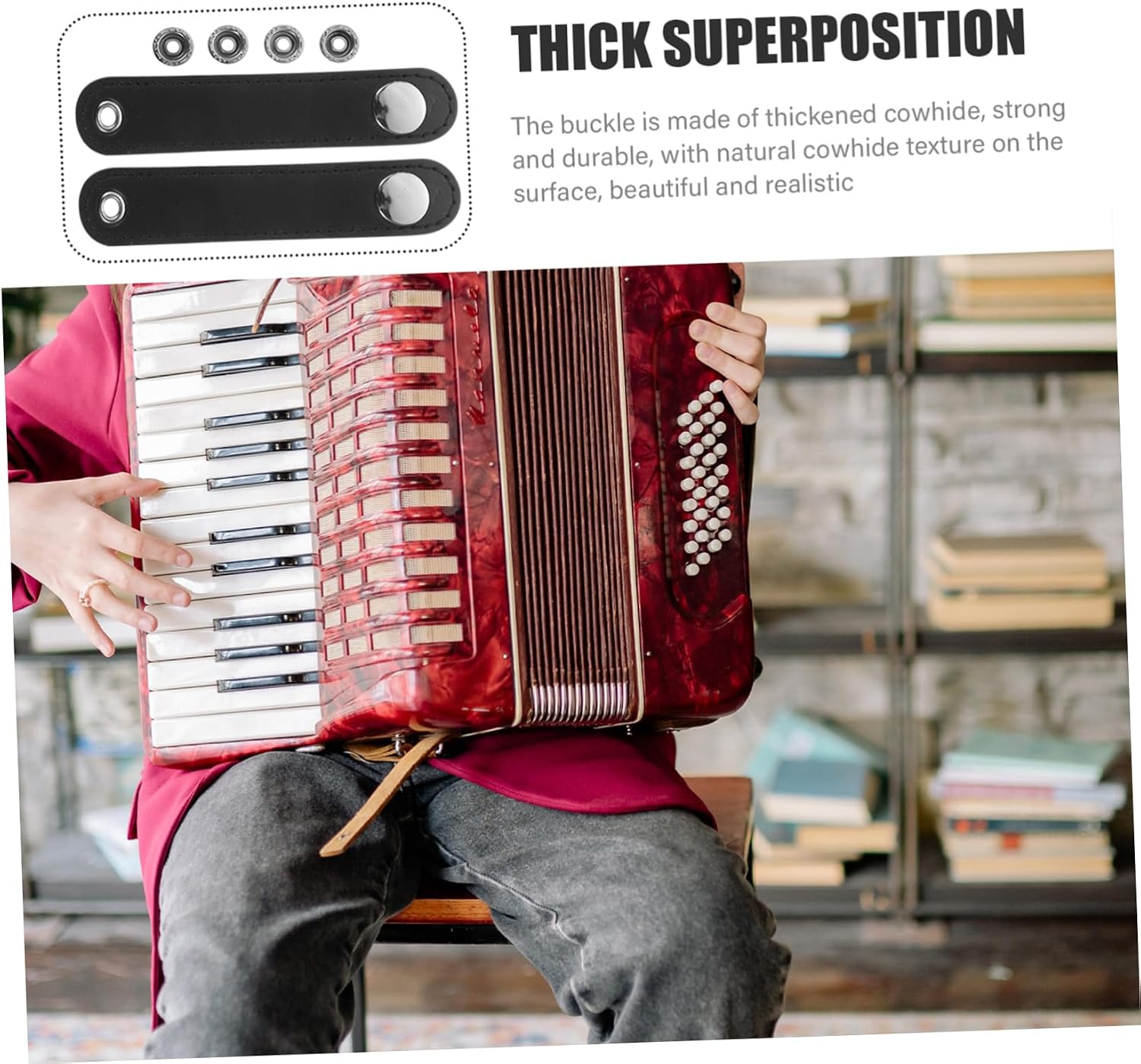 Accordion Bellows Belt Leather Double Layer Black