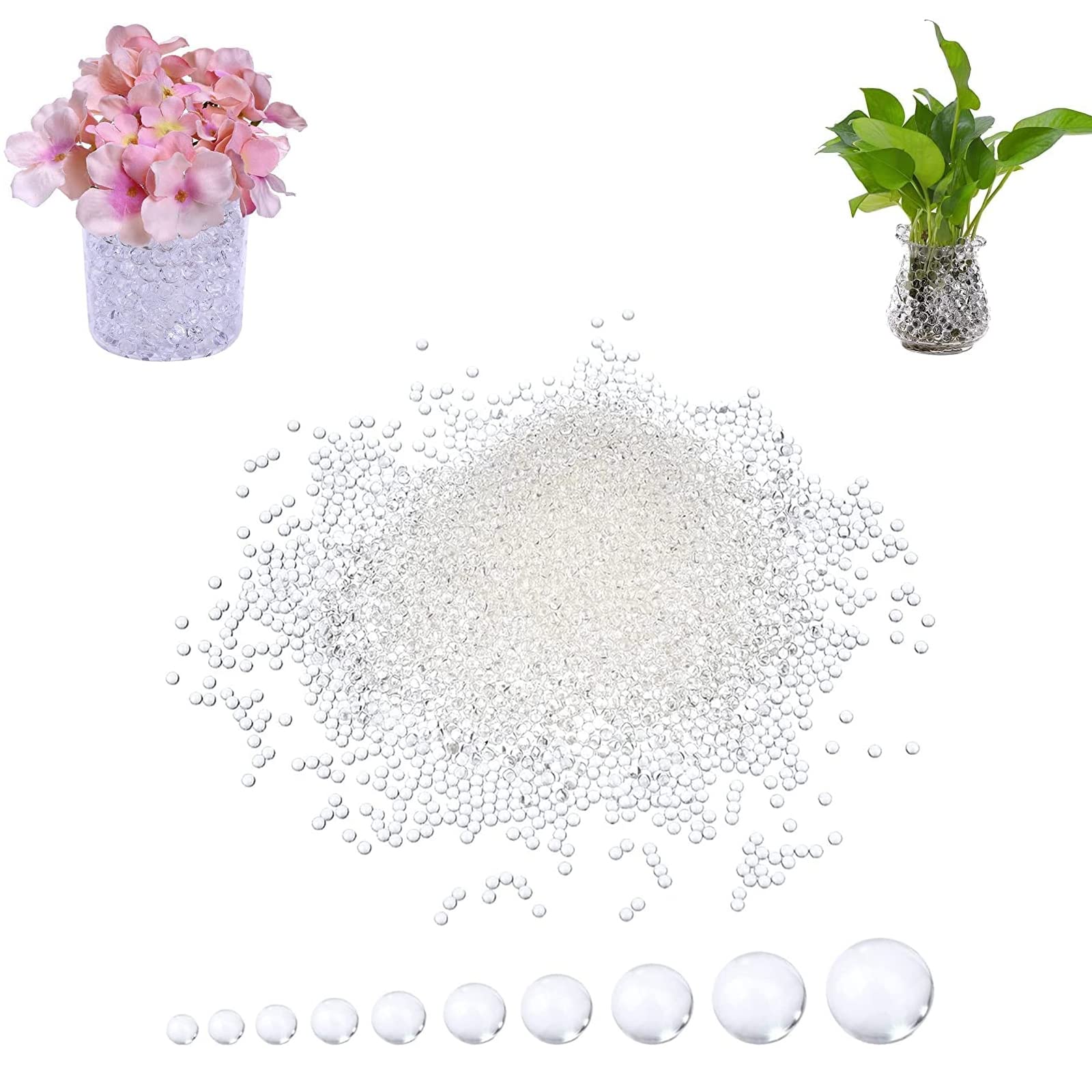 Azonee Vase Filler, Soilless Cultivation Substrate, for Floral Arrangement, Floating Candle Making, Wedding Centerpiece, 10000 Piece (Clear)