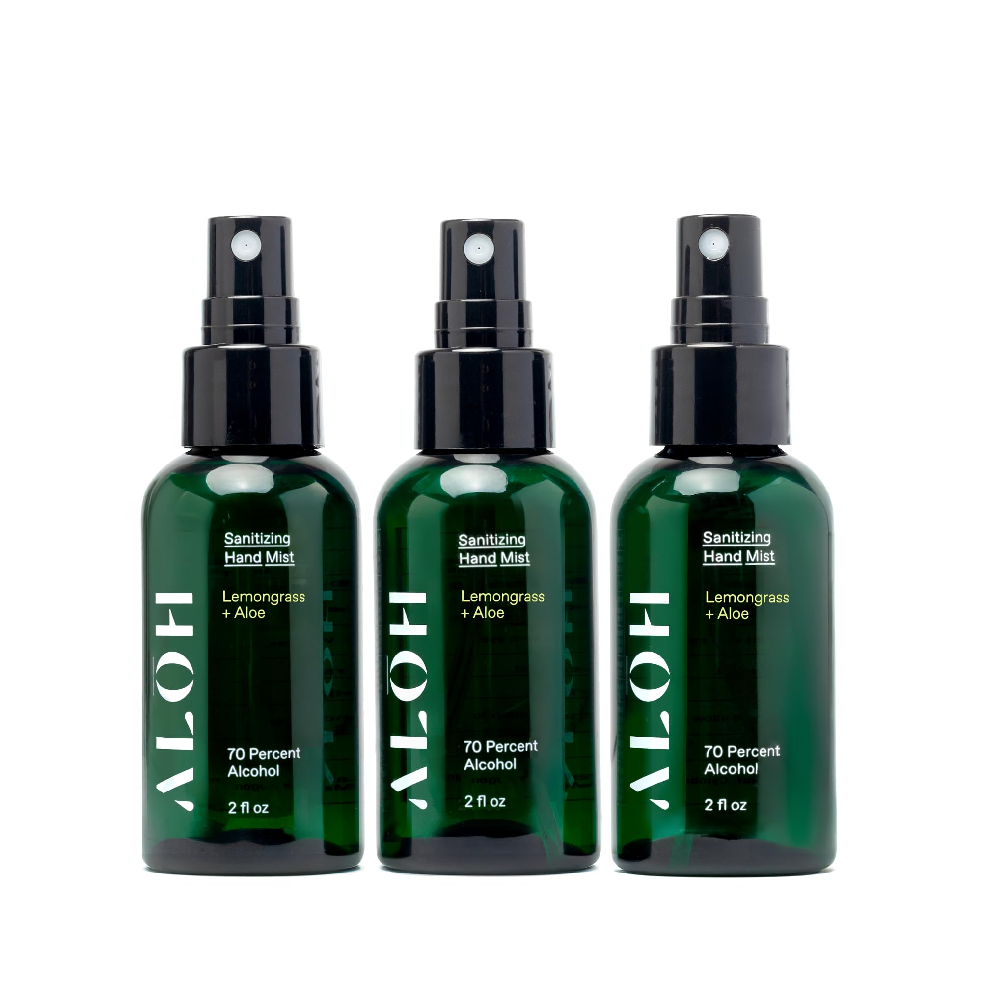 ALŌH Hand Sanitizer Mist 3-pack | Lemongrass | 70% Alcohol Hydrating Hand Sanitizer Spray with Essential Oil, for Kids & Adults | 2oz Travel Size