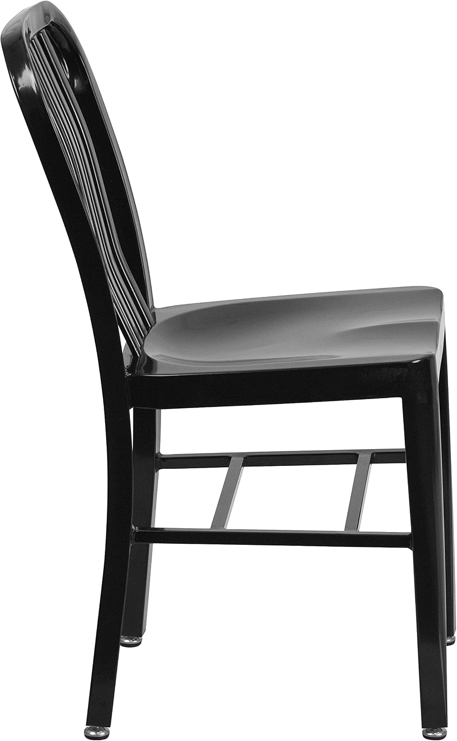 Merrick Lane Santorini Indoor/Outdoor Dining Chair - Black Galvanized Steel Frame - 18 Inch Seat - Slatted Back