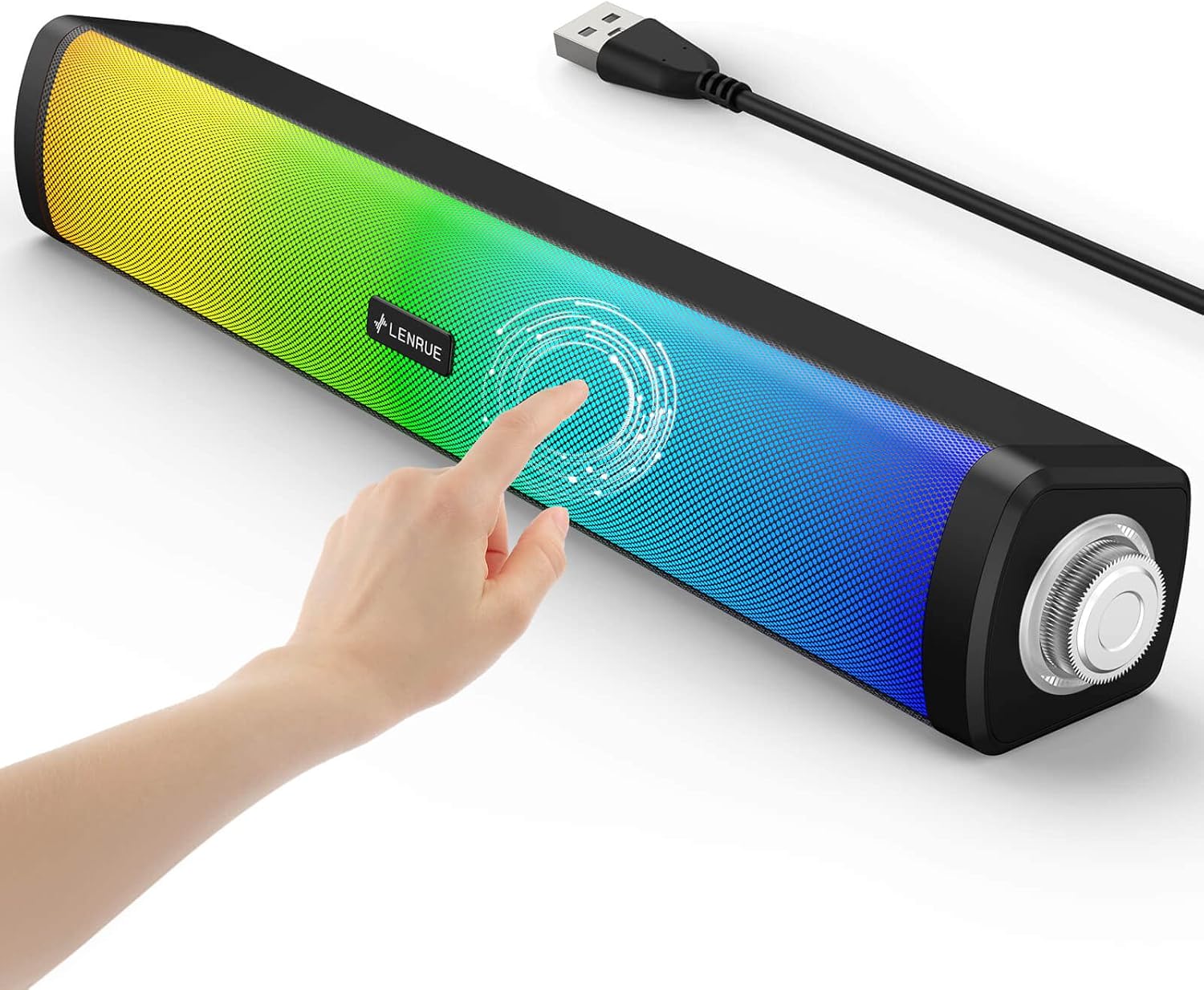 Computer Speakers for Desktop Monitor, Bluetooth 5.0 USB Sound Bar with 8 Colorful Light Modes