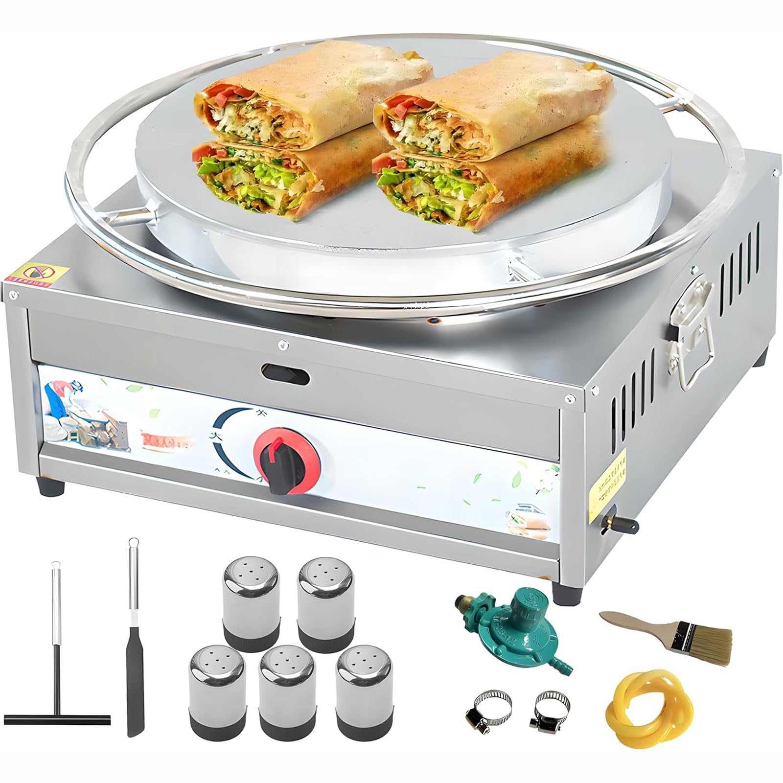 GYKOZY Crepe Maker Machine - Electric Pancake Griddle with Nonstick Surfaces, Batter Spreader & Wooden Spatula for Restaurant Cafés Breakfast