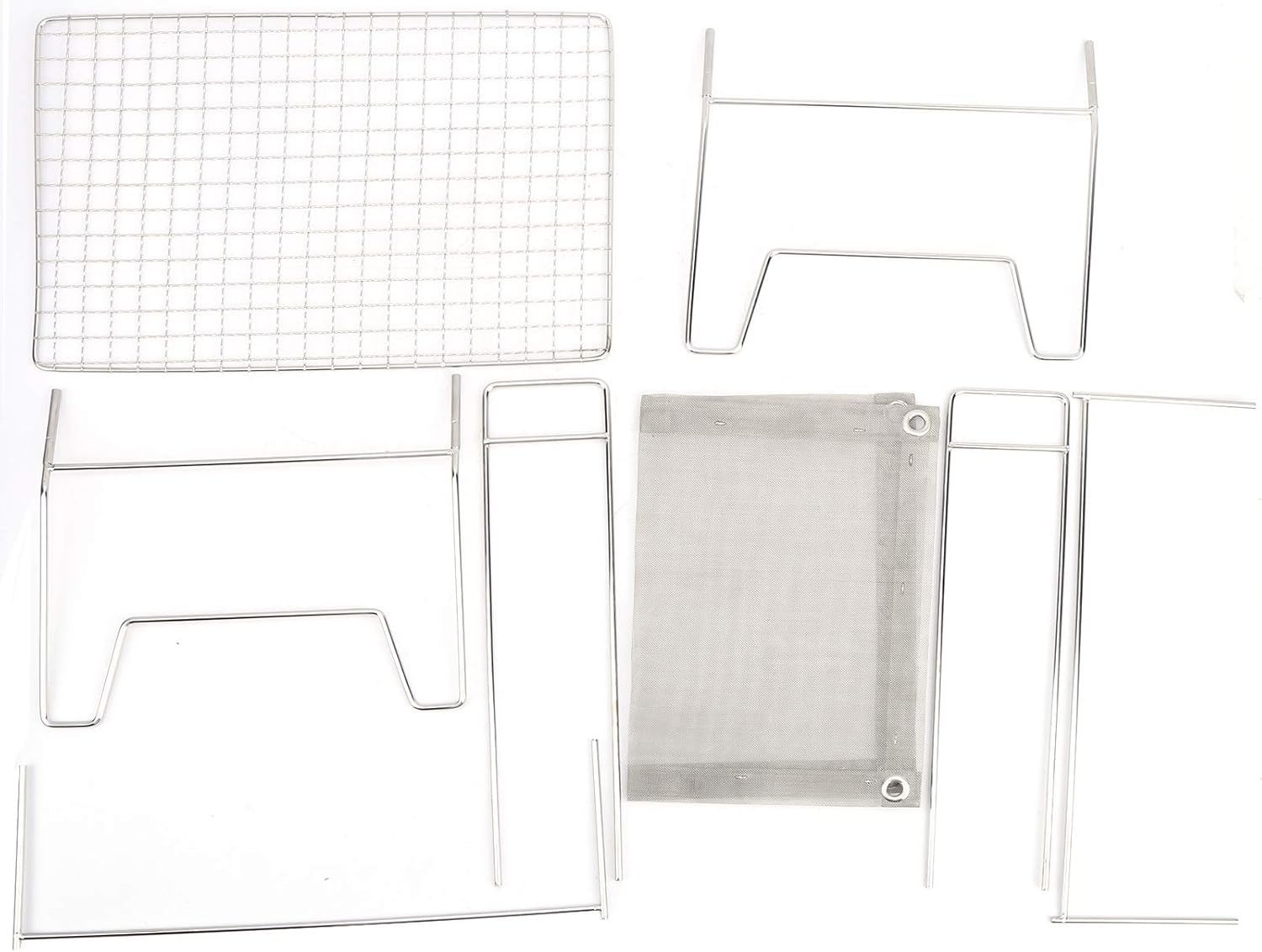 Stainless Steel Wire Outdoor Barbecue Stove, Folding Grill with Baking Net, Portable BBQ Grill for Picnic Camping, Large Capacity Cooking Grid with Uniform Heat Distribution, Inclu