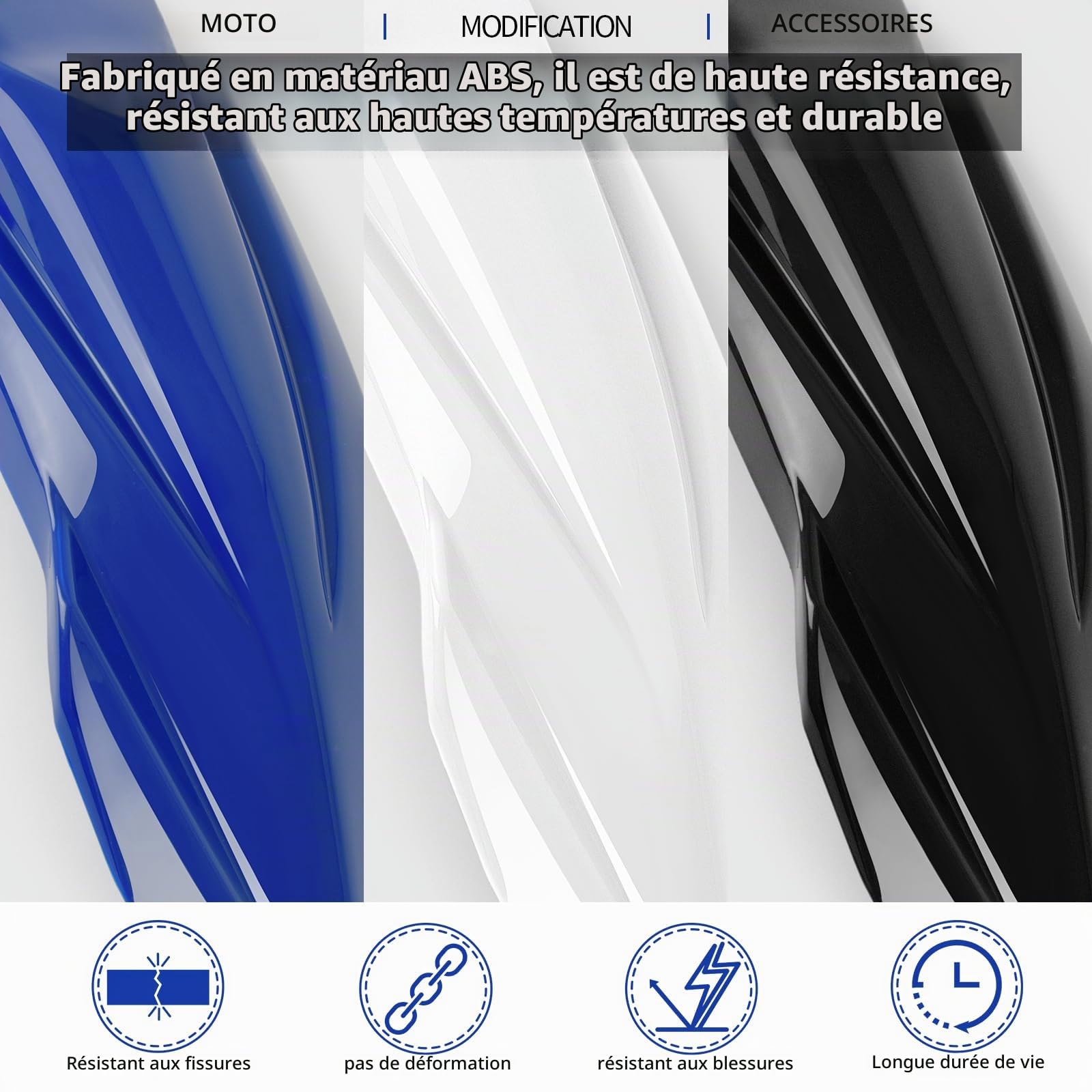 WOOGA Moto Garde-Boue Avant Accessoires Garde-Boue Haut et Bas pour Ya&ma&ha TENERE 700/World Raid/Extreme Edition/ XTZ690 Accessoires 2019-2025 (Bleu-Élevé)