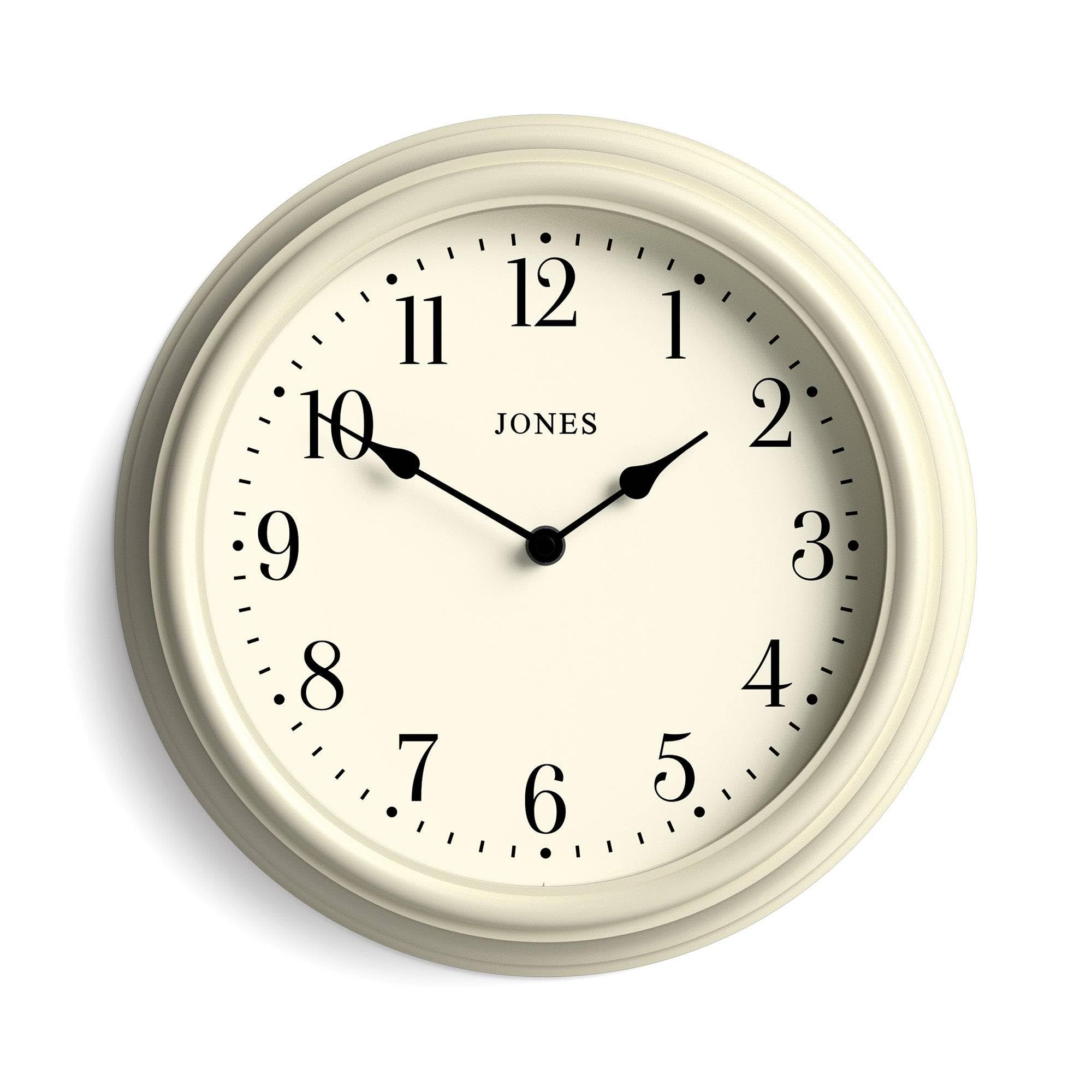 Jones Clocks® Venetian wall clock | Classic round clock | 30cm | Pale cream | Arabic numerals | Traditional design ideal for kitchen, living room or bedroom