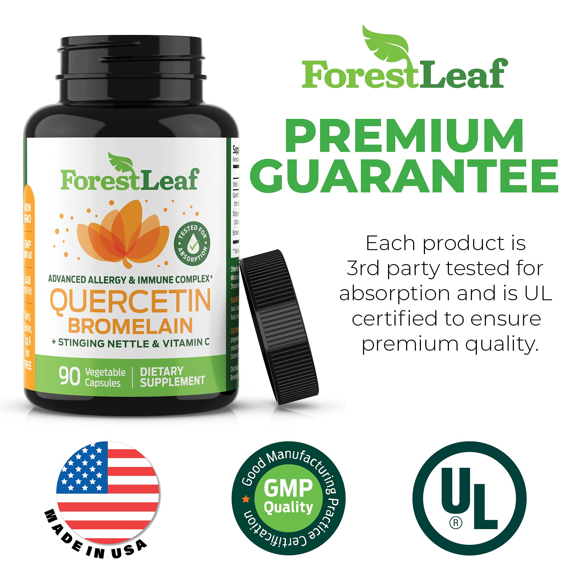 Quercetin 500mg with Bromelain, Vitamin C and Stinging Nettle