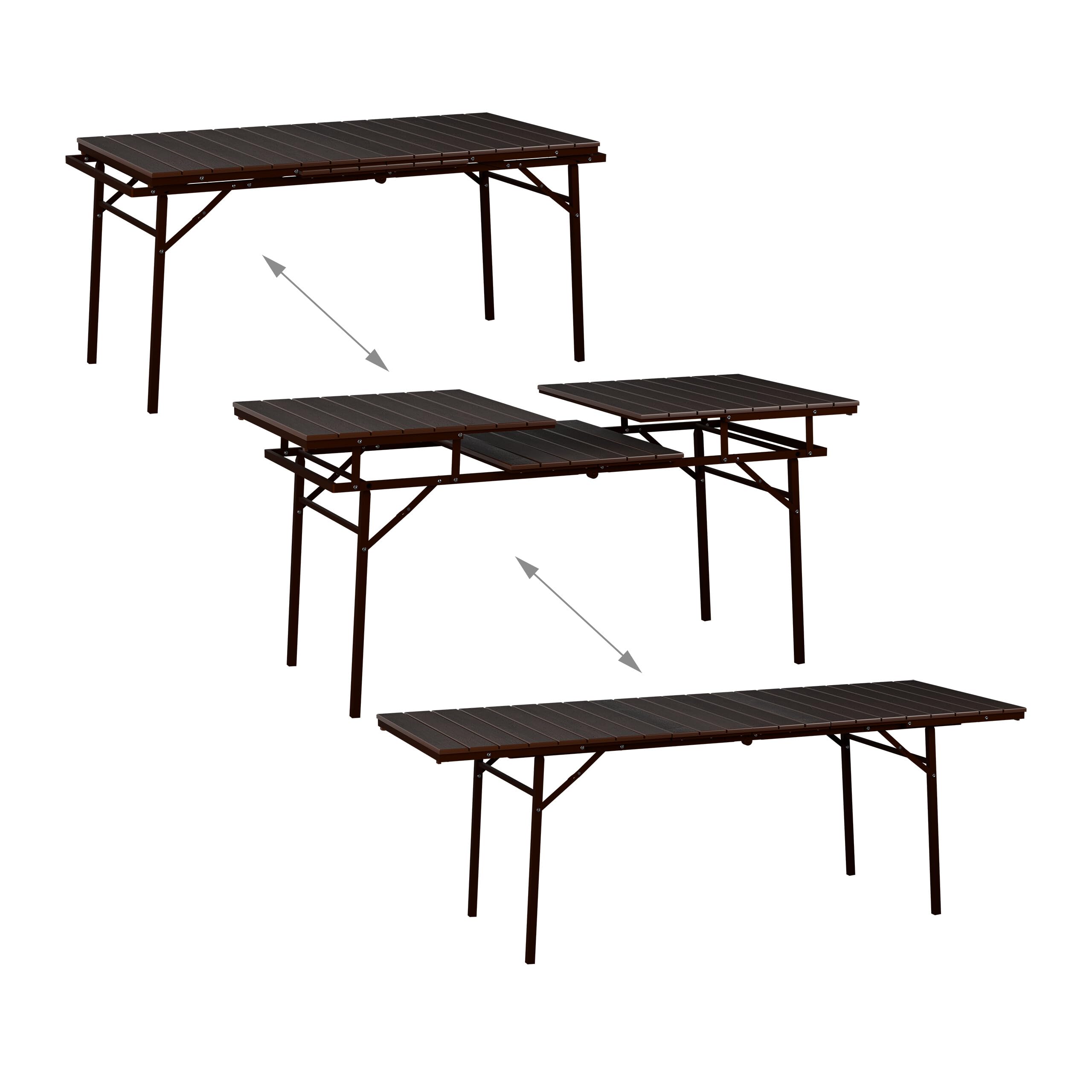 Relaxdays Tavolo Pieghevole da Giardino Allungabile 166-215 cm Plastica Acciaio 8 Persone Marrone