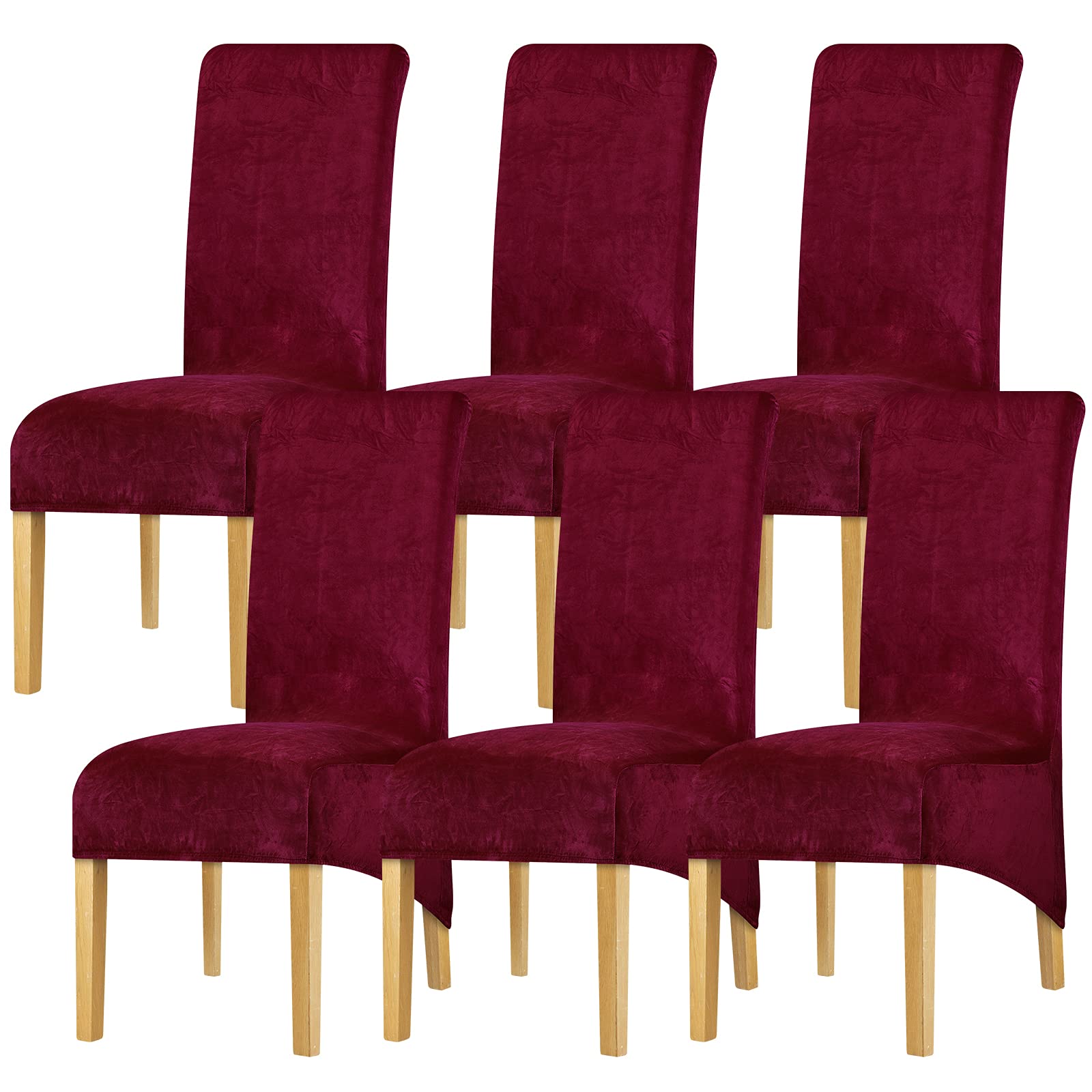 Leorate Chair Slipcovers Large Thick High Back Chair Cover Stretch Velvet Seat Cover for Wedding Party Dining Room Hotel Wine Pack of 6