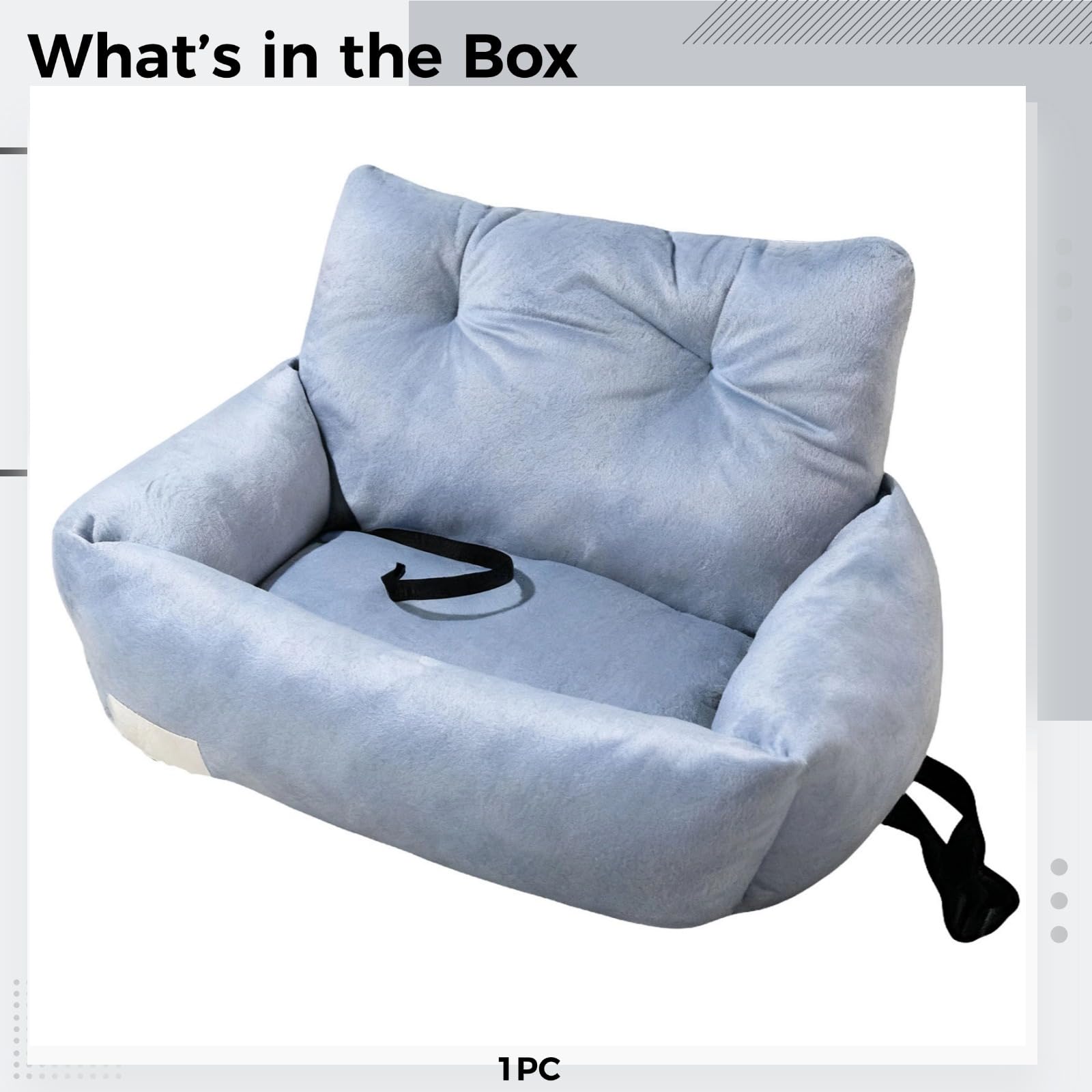 Asiento de coche para perros pequeños, 15.7 x 11.8 x 11.8 pulgadas, 40 x 30 x 30 cm, asiento para mascotas con cuerda de seguridad de doble protección, cama portátil de felpa suave para viajes en