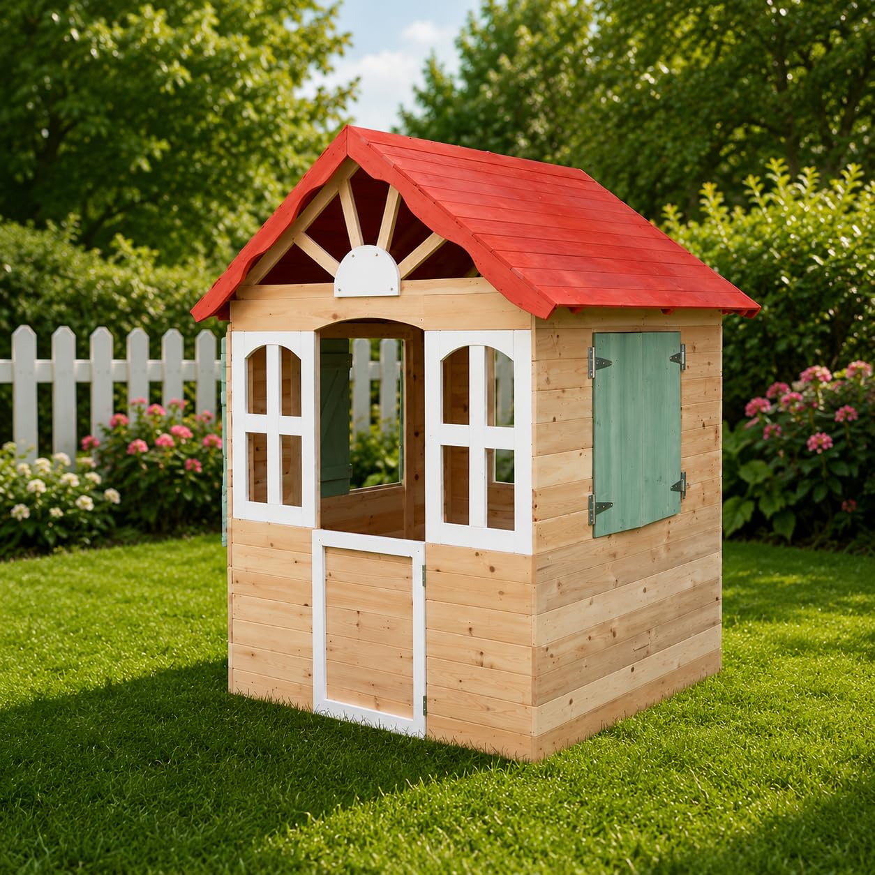 Casetta per Bambini Casa Gioco per Bambini Esterno casetta da giardino per bambini casetta per Bambini da Interno Giardino Casetta da Gioco Tradizionale Grande 120x108x138cm.