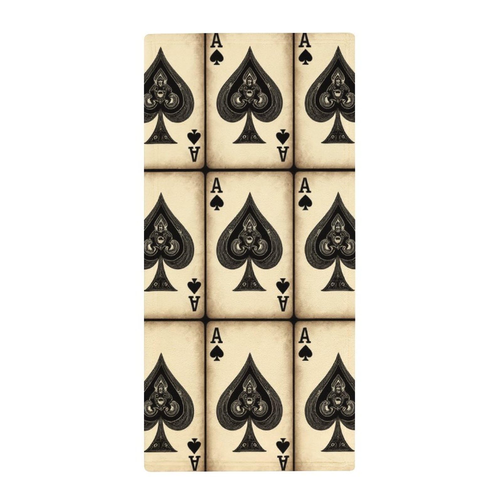 Anceky Lightweight Travel Towels, Vintage Ace of Spades Card Poker Lover Absorbent Fingertip Towels for Camping, Yoga & Gym Essentials