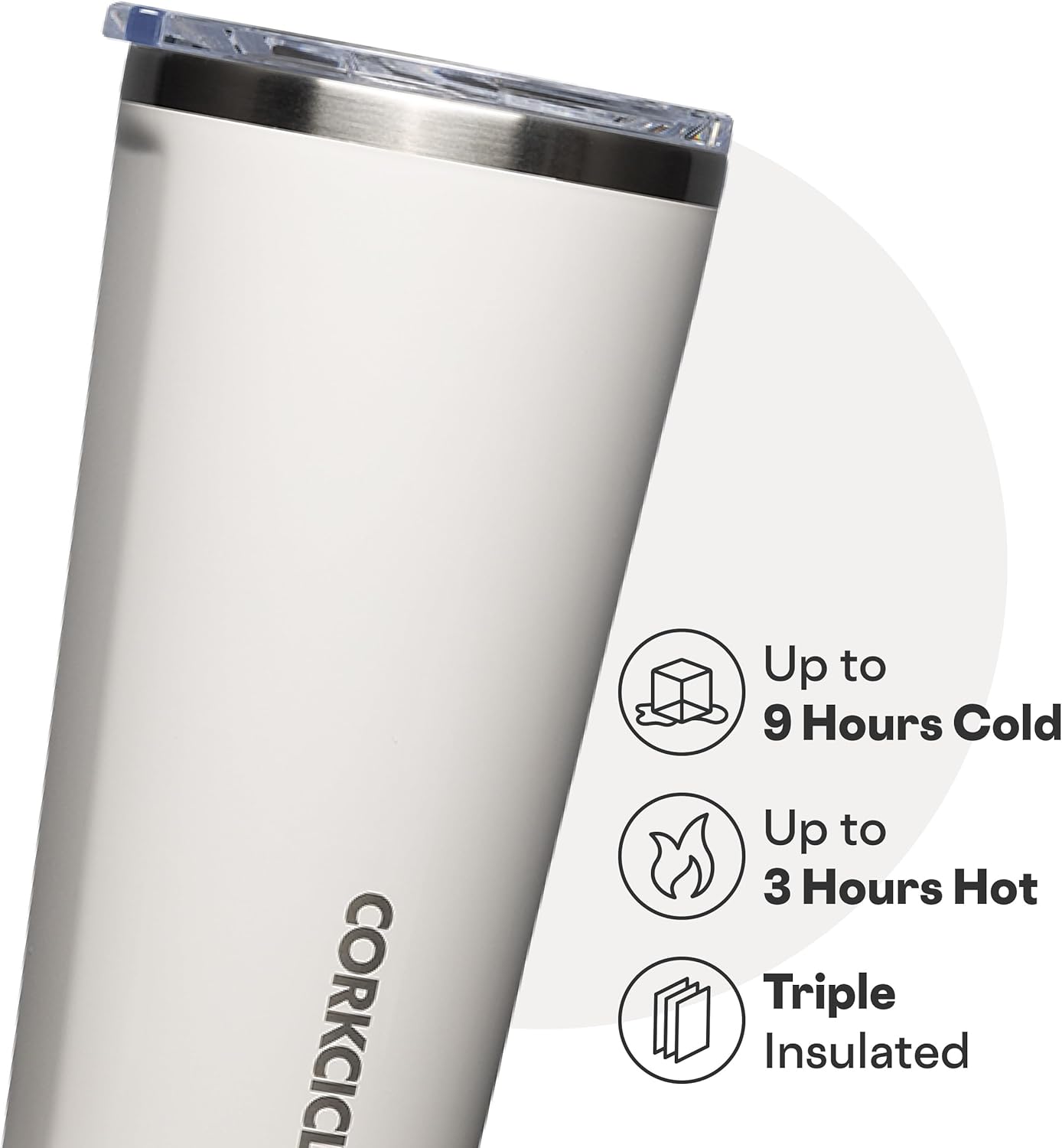 Corkcicle Classic Tumbler - Keeps Drinks Cold for 9 Hours & Hot for 3 - Triple-Insulated Stainless Steel - Holiday Tumbler Gift - 24 oz - Oat Milk - Image 3