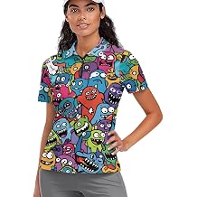 Agoviwo Women's Cute Print Golf Polo Shirts Summer Short Sleeve 1/4 Zip Tops for Tennis Casual Activewear