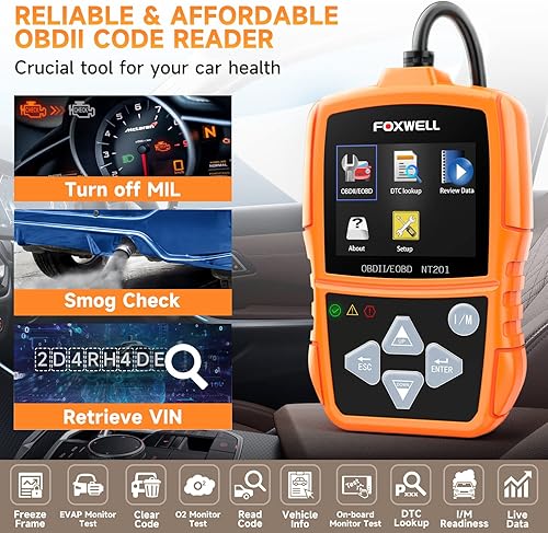 Miniatura 5 de FOXWELL NT201 OBD2 escáner con probador de batería de coche FOXWELL BT705 12V 24V