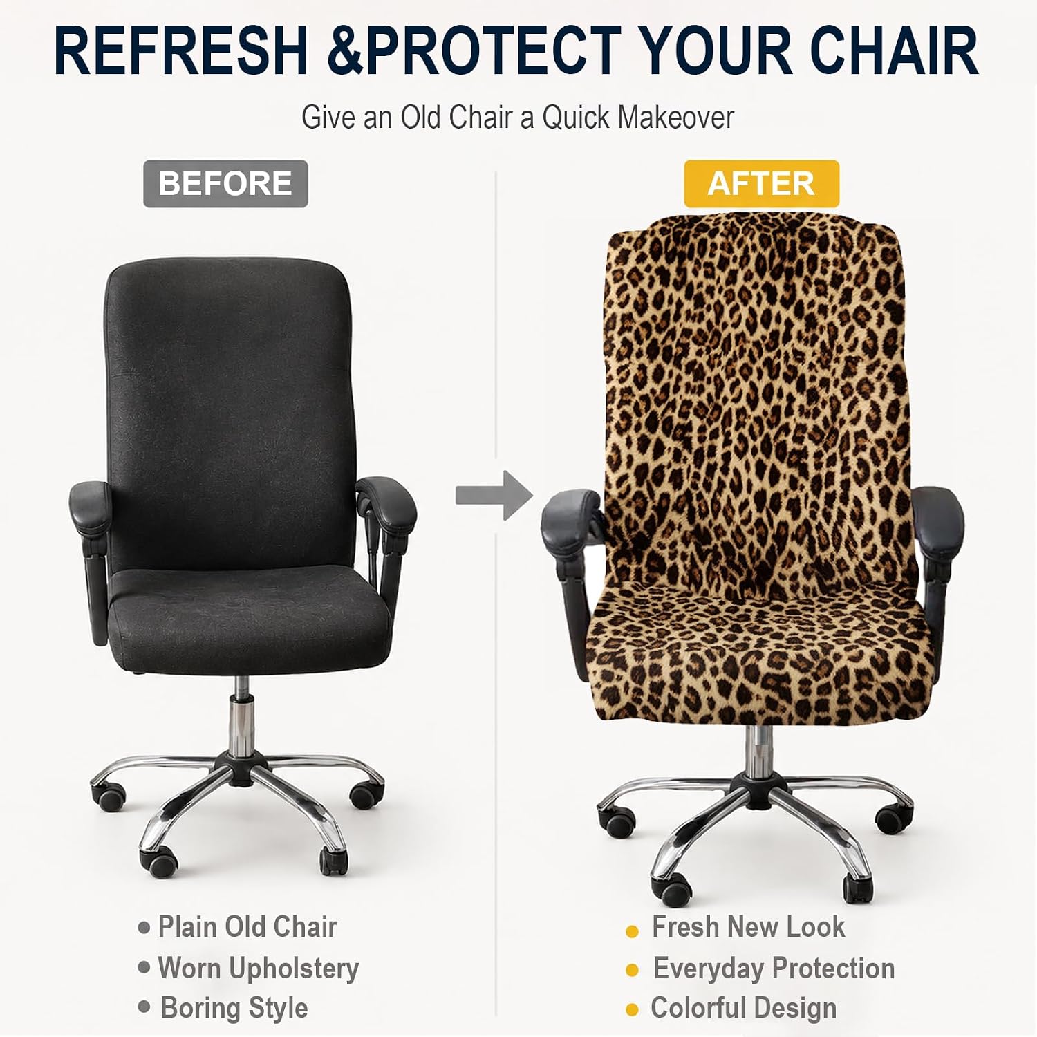 Leopard Print Stretch Office Chair Cover for Desk Computer Chair