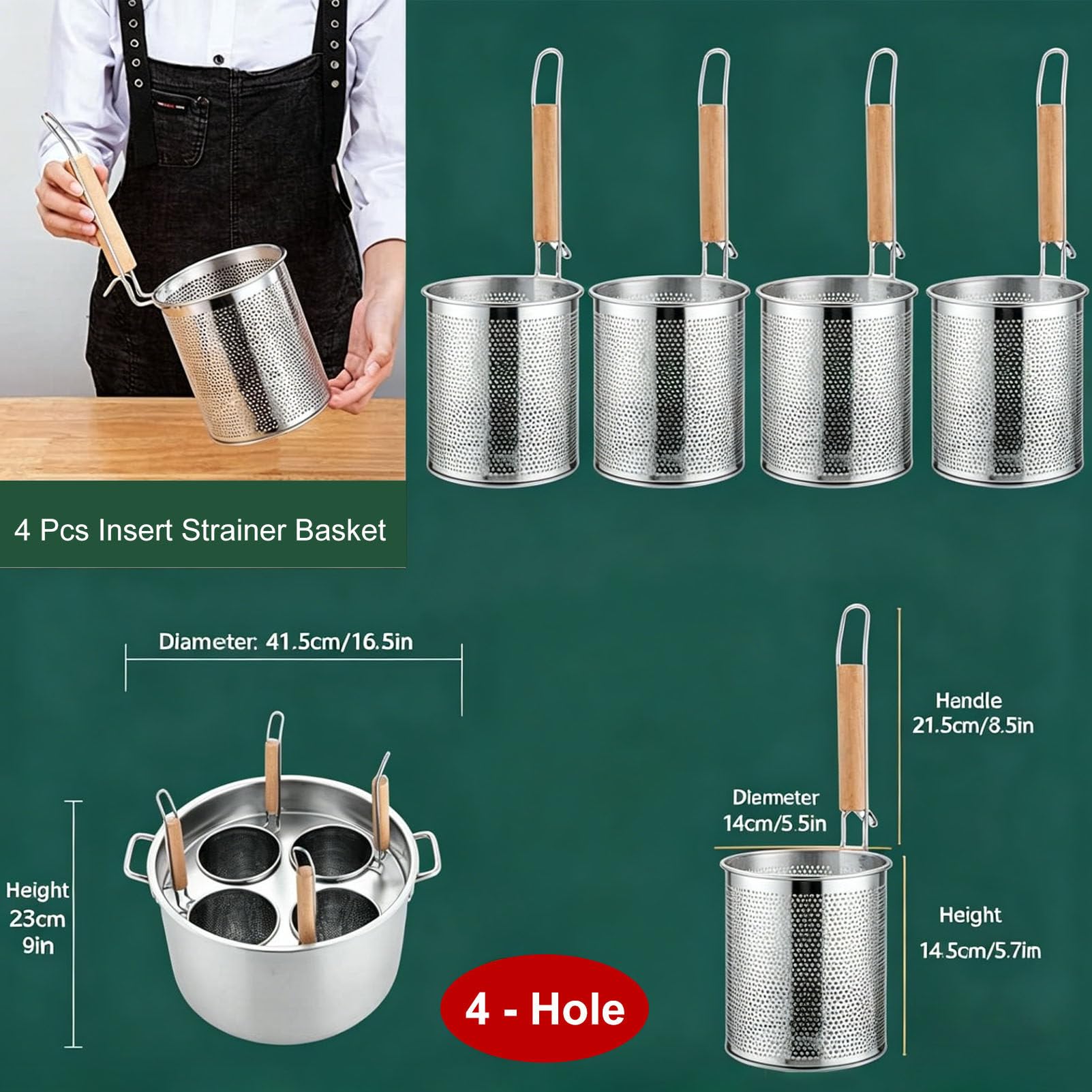 Nudelkocher, Edelstahl Nudelkocher Set mit Trennwand und Sieb, Multifunktionales Küchenwerkzeug zum Kochen von Nudeln, Nudeln und Gemüse