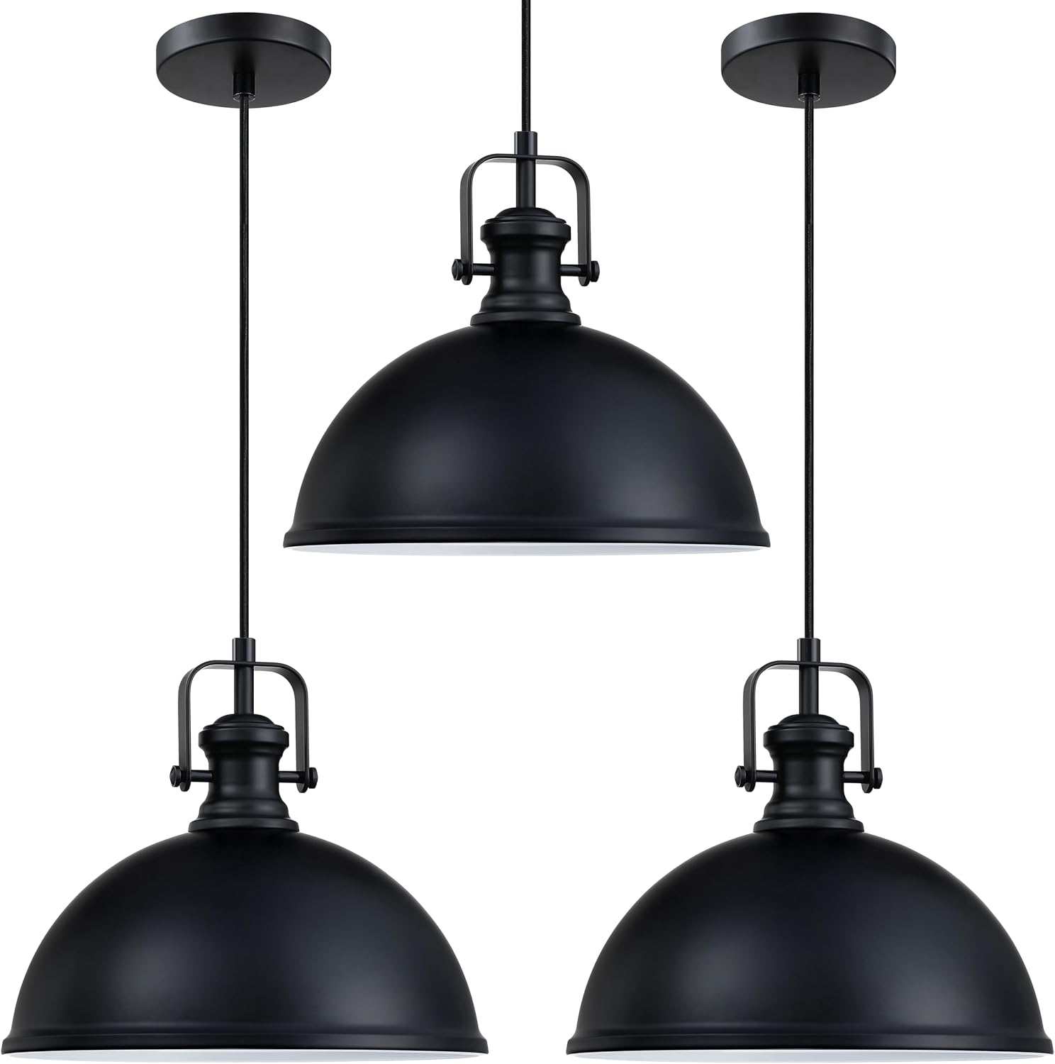 Single Hanging Kitchen Island 10" Drum Industrial Metal Pendant Ceiling Light Fixtures for Over Sink,Dining Room,Corridor,Entryway,Hallway 2 Pack Brushed Nickel