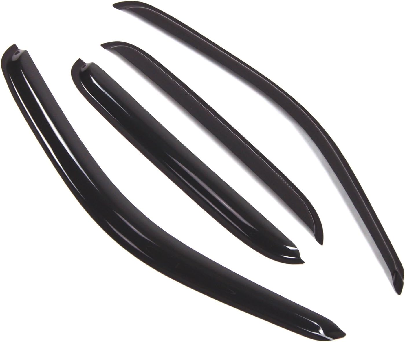 TuningPros Outside Mount Window Vent Visors Rain Guards Compatible with Toyota Tacoma Double Cab 2000-2004 | Side Window Wind Deflectors Rain Shields | Smoke Tinted, 4 Pcs Set, DGWV-450