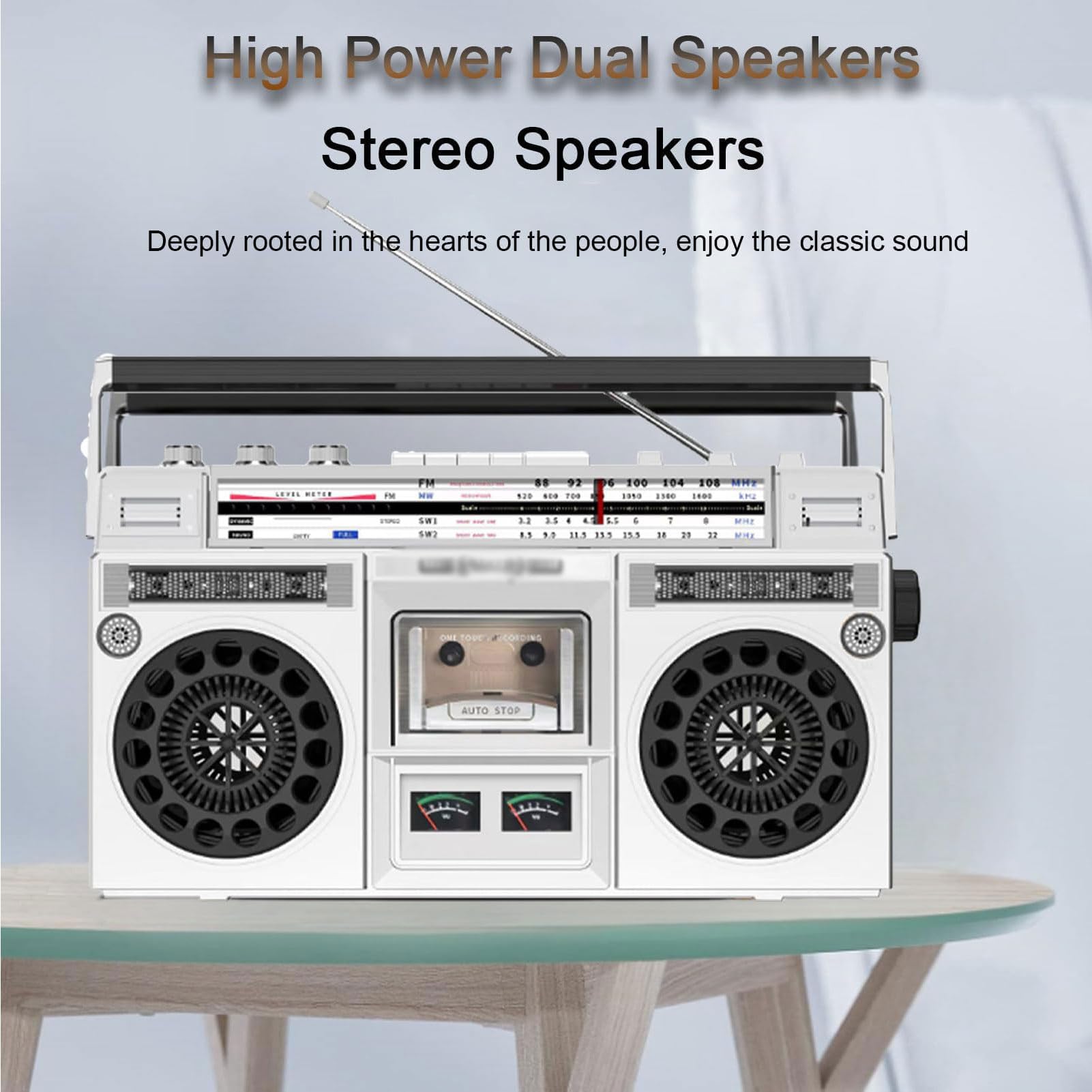 Lettore Cd Retrò, Classico Stereo Portatile Bluetooth Stile Anni '80, Supporta Ingresso Sd/Usb, con Radio Am/Fm, Registrazione/Trascrizione Un Clic, per Balli Strada,DAB+