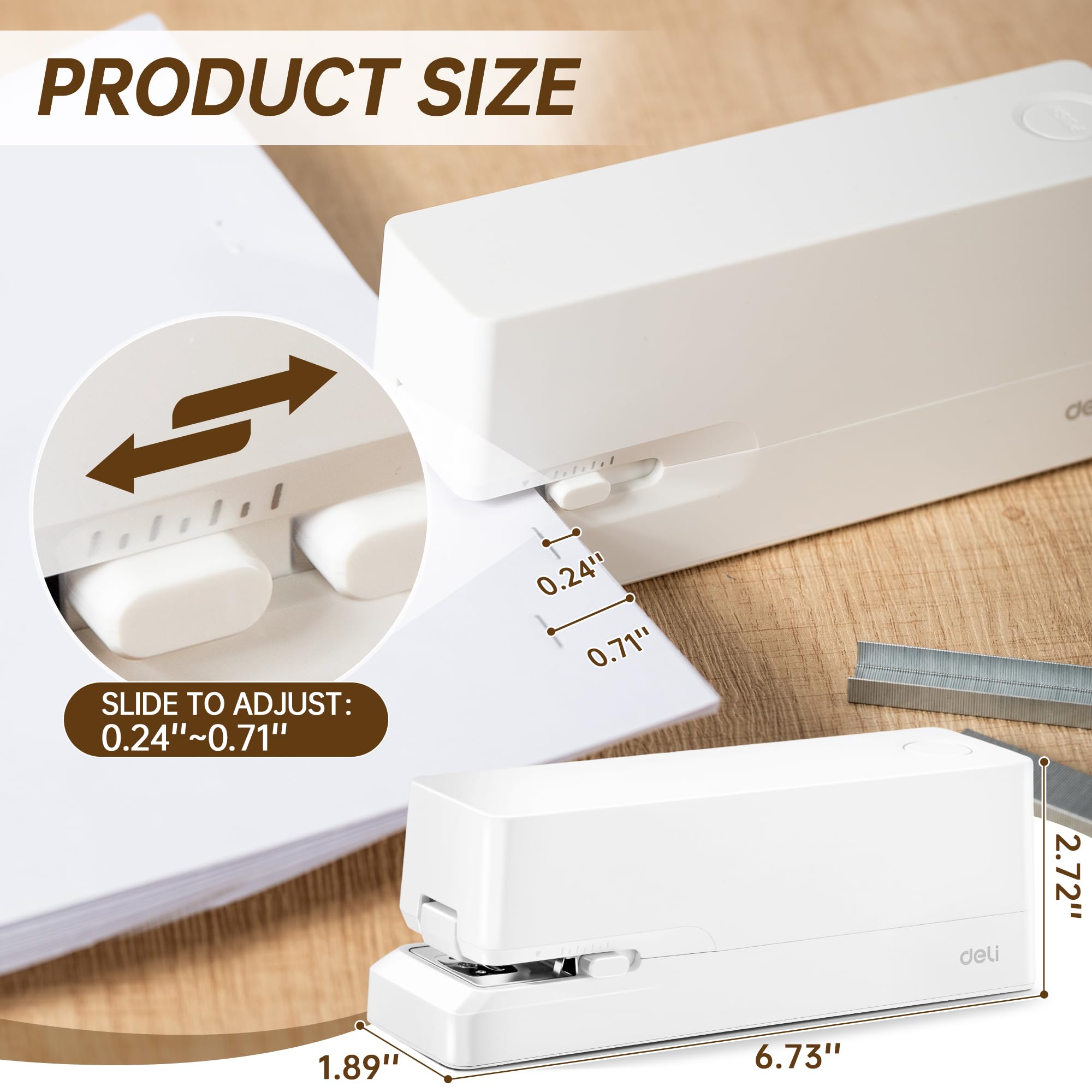 Deli Agrafeuse électrique automatique pour bureau avec 2 000 agrafes et ôte-agrafes, capacité de 25 feuilles, sans bourrage, agrafeuse alimentée par AC ou à piles pour bureau, maison, école, blanc