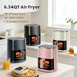 Sweetcrispy Air Fryer 6 Quart with Window, Square Air Fryer 12-in-1 Air Fry, Roast, Reheat, Dehydrate, Fries, Custard, Chicken, Wings, Sea Food, Vegetabels, 400F, Off-White