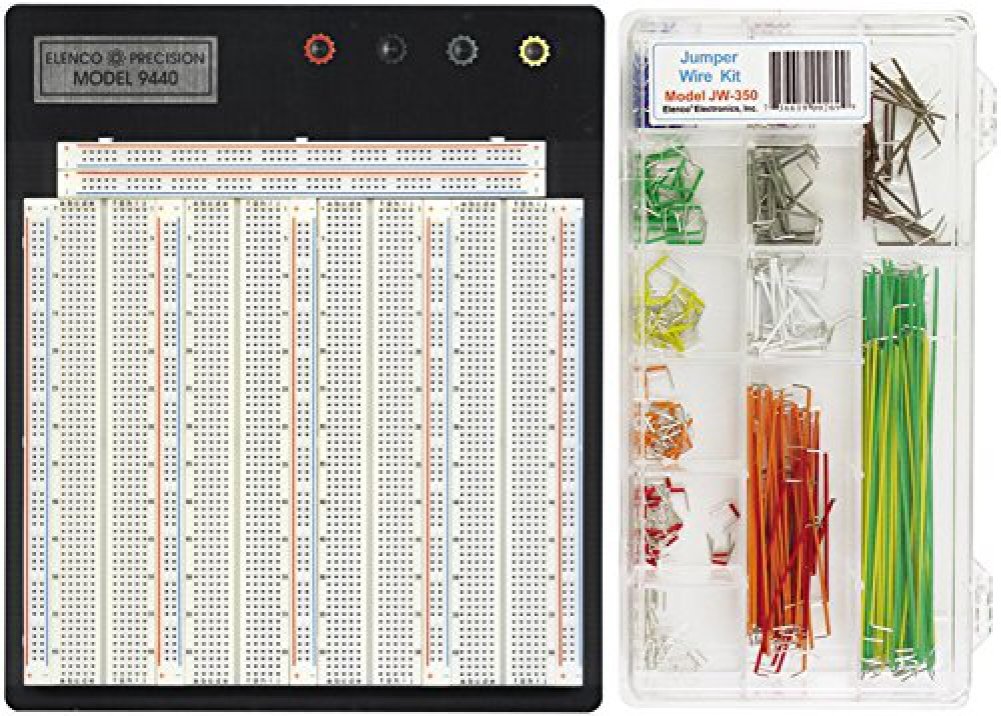 Elenco Breadboard | 3742 Total Contact Points | PLUS JW-350 with 350 Pre-Formed Jumper Wires | Make DIY - College - High School - Prototyping Projects Easier | 9480WK
