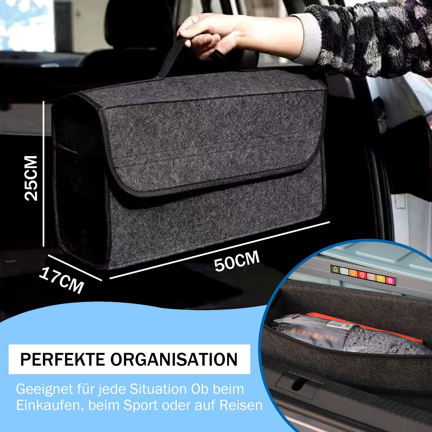 Sac De Coffre LionStrong - Organisateur Voiture Avec Bandes Velcro Antidérapantes