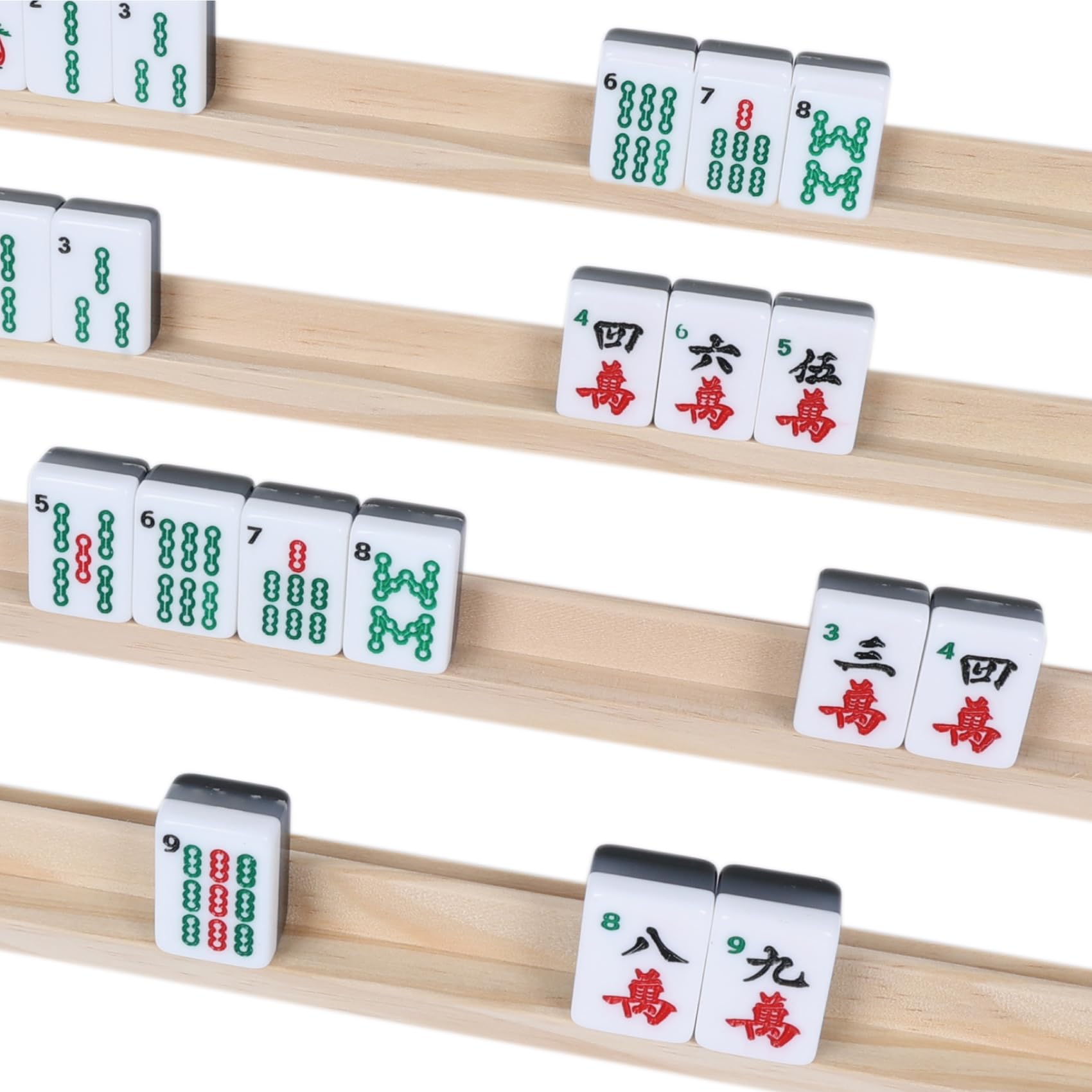 GOTHINK Zestaw drewnianych płytek i tacek mahjong