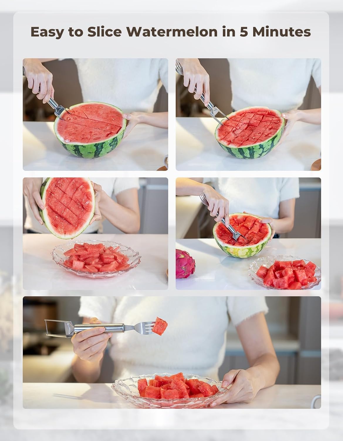 Watermelon Slicer & Fork - Stainless Steel -3