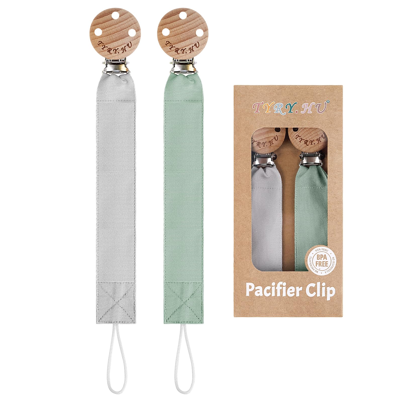 TYRY.HU Catenella Portaciuccio Tessuto Morbido Catenella Ciuccio Fatto a Mano Succhietto Porta Clip di Legno Cotone Bambini Ragazzi Massaggiagengive Clip Baby Regalo,2 Pezzi