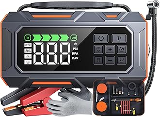 TREKURE 14-IN-1 7000A 160PSI Jump Starter Power Pack with Air Compressor(all Gas/12L Diesel), 26800mAh Car Jump Starter Power Bank, Car Battery Booster Jump Starter with Jump Leads, LED Light, Gloves