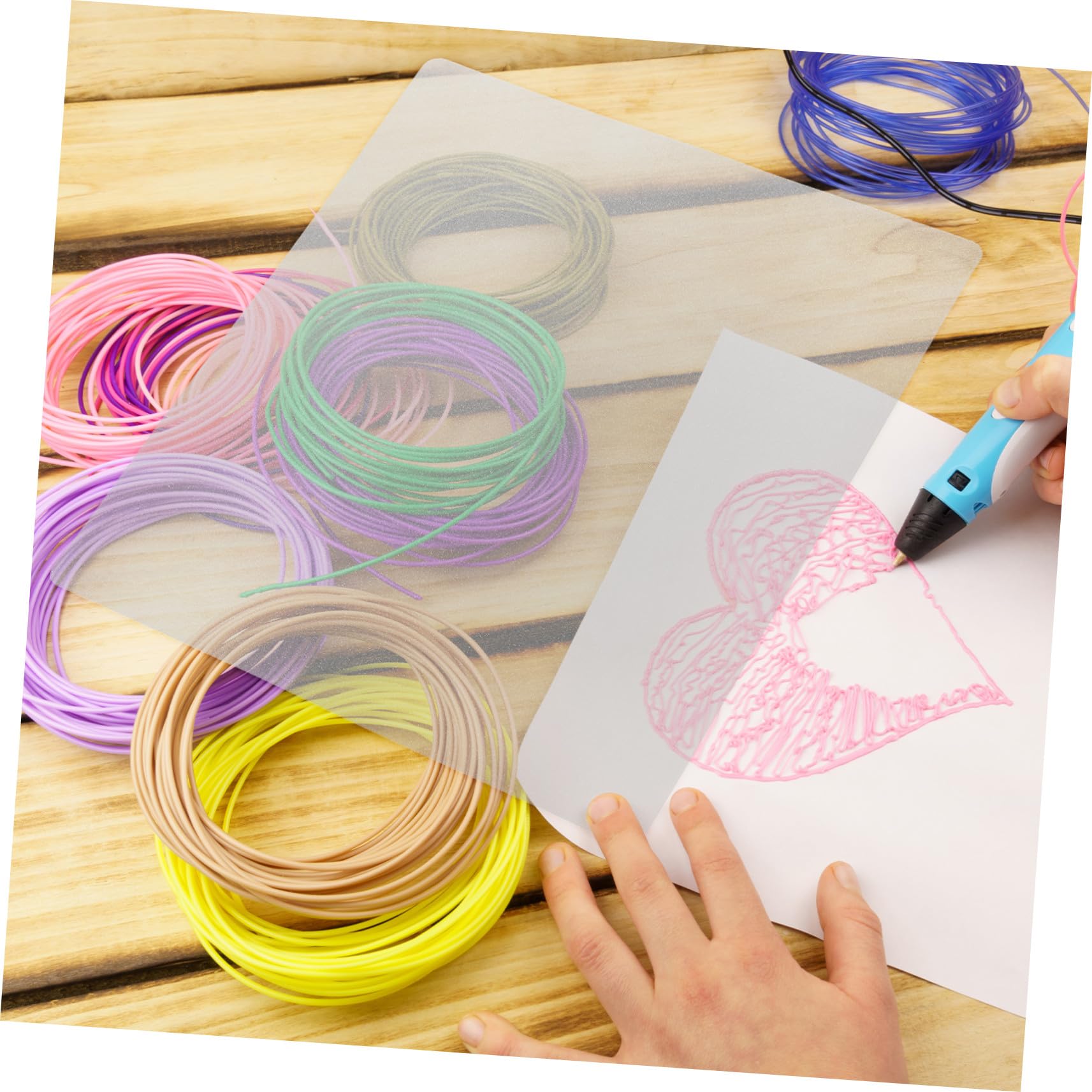 HOMSFOU Tappetino da Disegno Trasparente in PVC per Tracciare e Disegno 3D Creativo Set 10 Pezzi per Tracciare e Disegno 3D Creativo per Penna 3D per attività Creative