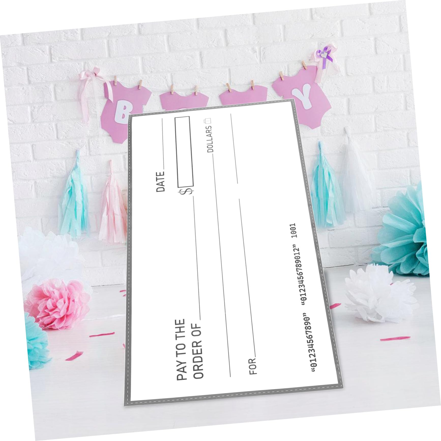 Uonlytech Faux Chèque Gros Chèques De Présentation Chèque Géant Gros Chèques Pour Les Présentations Panneau Effaçable à Sec Réutilisable Chèque Surdimensionné Papier Couché 300g Blanche