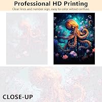 TISHIRON Polip Számfestő Készlet Felnőtteknek és Kezdőknek - 16 x 20 cm Vászon, Akril Festékkel, 3 Ecsettel - Kreatív Hobby Szett 3