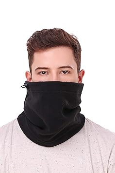 Cali Republic Snugg Fit Polar Fleece Winter Cap Face Cover Balaclava Snood Headband Combo - Perfect for Outdoors - Bike Face Mask/Sports Football Soccer Running| (Black 3 PC Combo)
