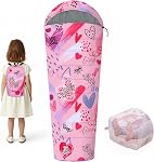 Kids Sleeping Bag for Girls, 3 Season Sleeping Bag with Backpacking Bag, Warm & Cool Weather, Portable for Travel, Sleepovers, Indoor & Outdoor Camping, Machine Washable