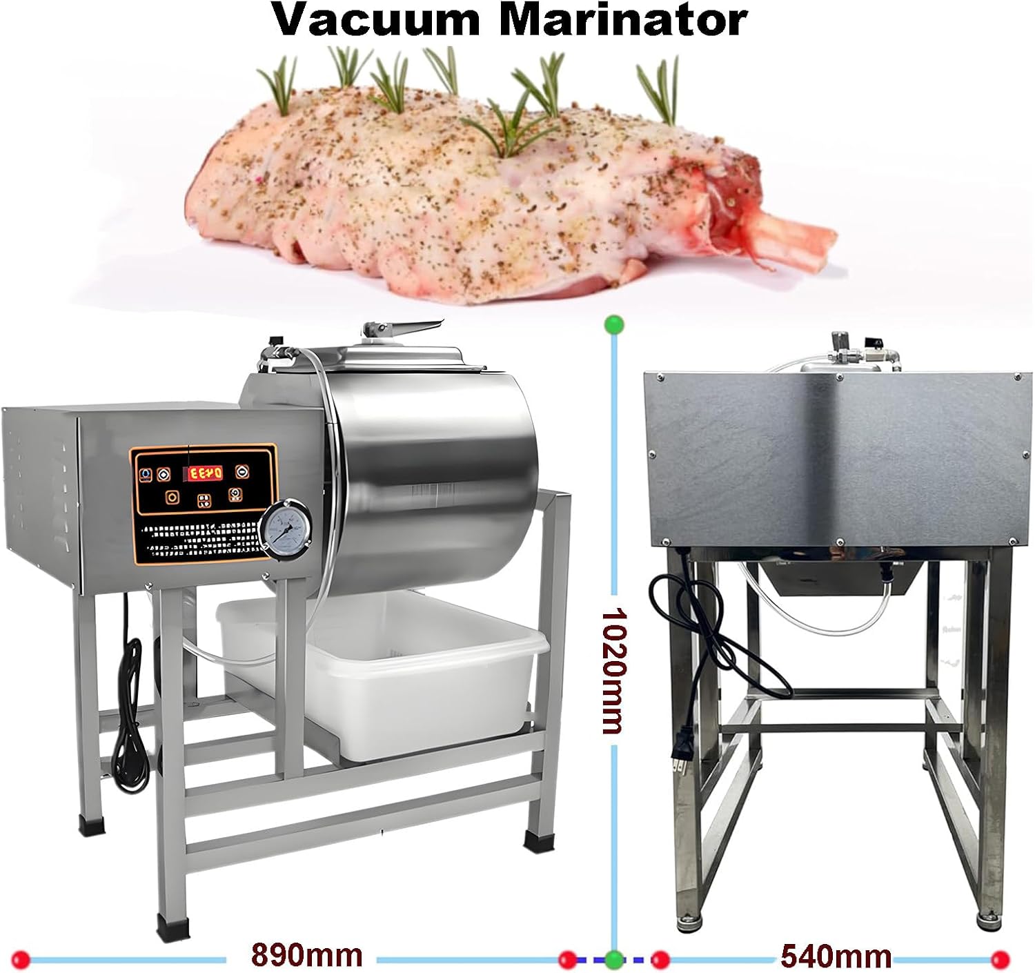 Meat & Vegetable Vacuum Tumbler Marinating Machine, Vacuum Tumbler Marinator, Food Vacuum Marinator, 0-99 Min Time Setting, Meat Tenderizer & Vacuum Marinator for Chef 100L