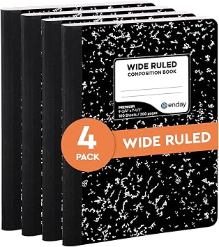 Enday Marble Composition Notebook Wide Ruled 4 Pack 100 Sheets