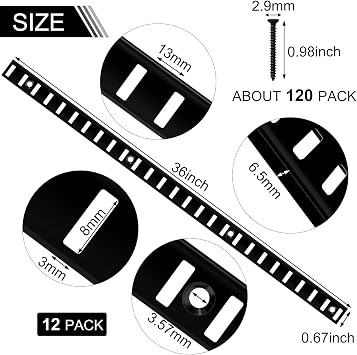 12 Pcs 36 Inch Shelf Pilaster Adjustable Shelf Track and 72 Pcs Shelf Clips