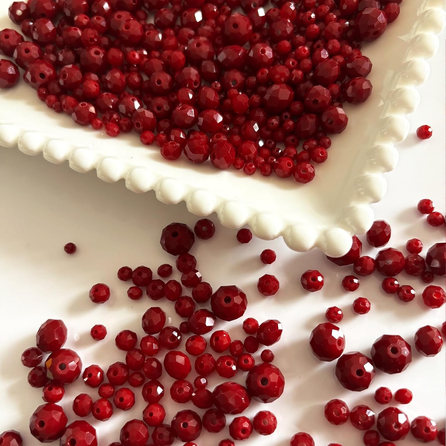 780Pcs Briolette Crystal Glass Beads for Jewelry Making, 3-10mm Faceted Red Crystal Beads for Bracelets, Rondelle Glass Beads Bulk for Crafts Wine Charms Wind Chimes Suncatchers - Image 3