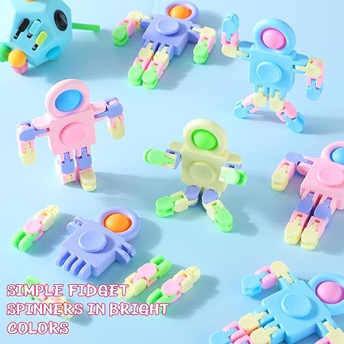 Miniatura 5 de Shappy 72 piezas Fidget Sensory Spinner Juguetes Transformables Cadena Robot Juguete Sensorial para Ansiedad, Alivio del Estrés TDAH Autismo Piñata