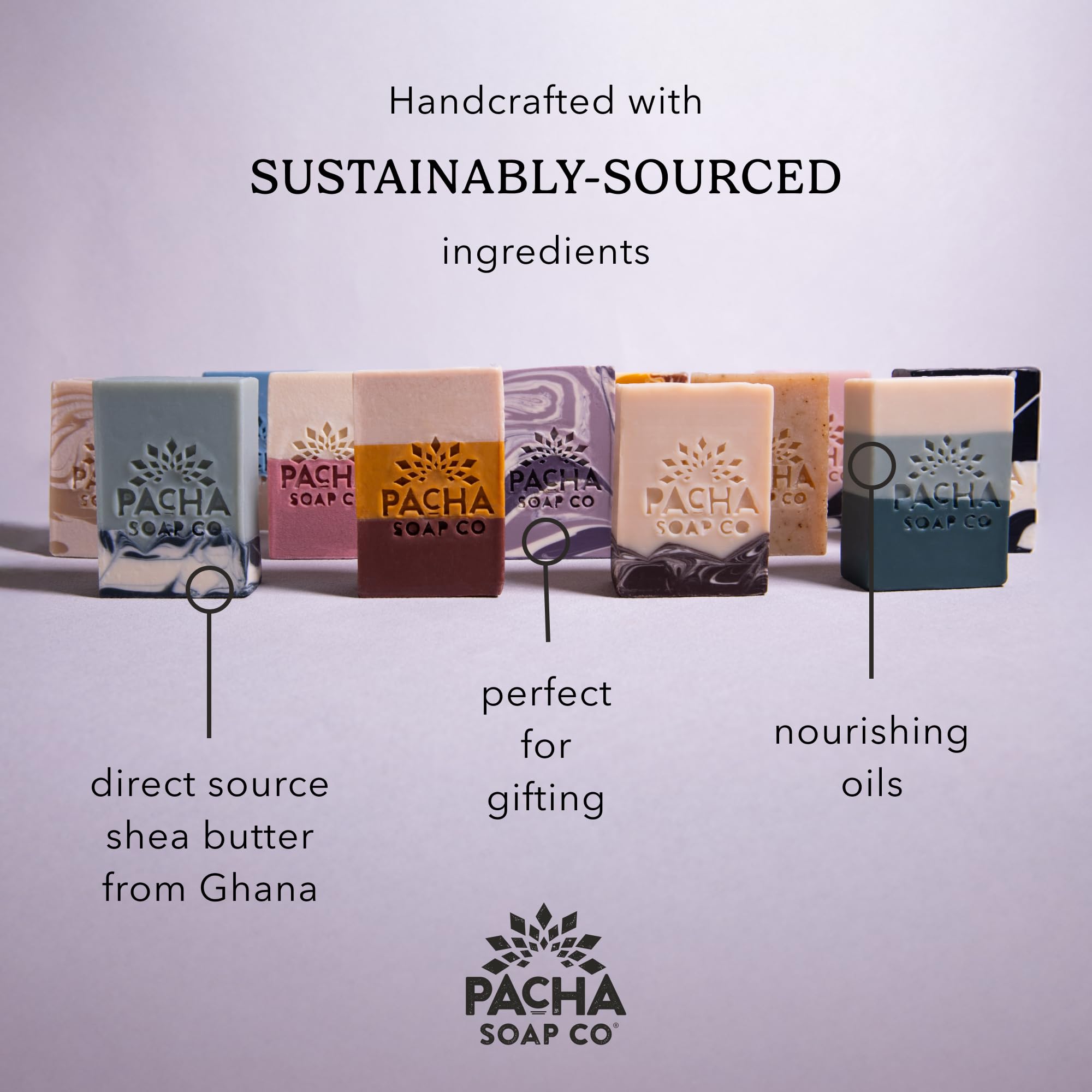 Pacha Soap Co. Bar Soap, Pacha Peaces, Uplift & Calm Bundle, 2-Pack (4 oz ea) - Premium, Handcrafted, Hydrating, Natural Face Wash, Hand Cleanser, Body Wash, Soothing Essential Oils