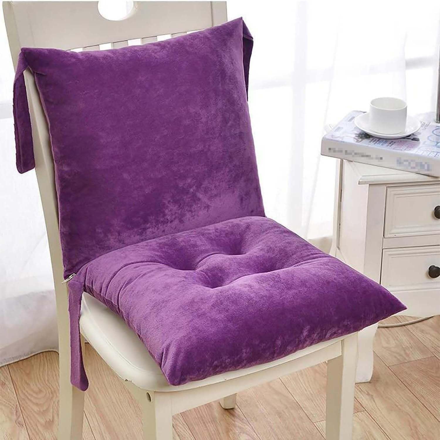 Cojin con Respaldo para Sillas，40x40/45x45/50x50cm con Cintas Cojines para Sillas Cocina, Oficina Terciopelo Cojin de Asiento para Exterior/Interior/Comedor/Jardín/Hoga(6,45x45cm/18x18in)