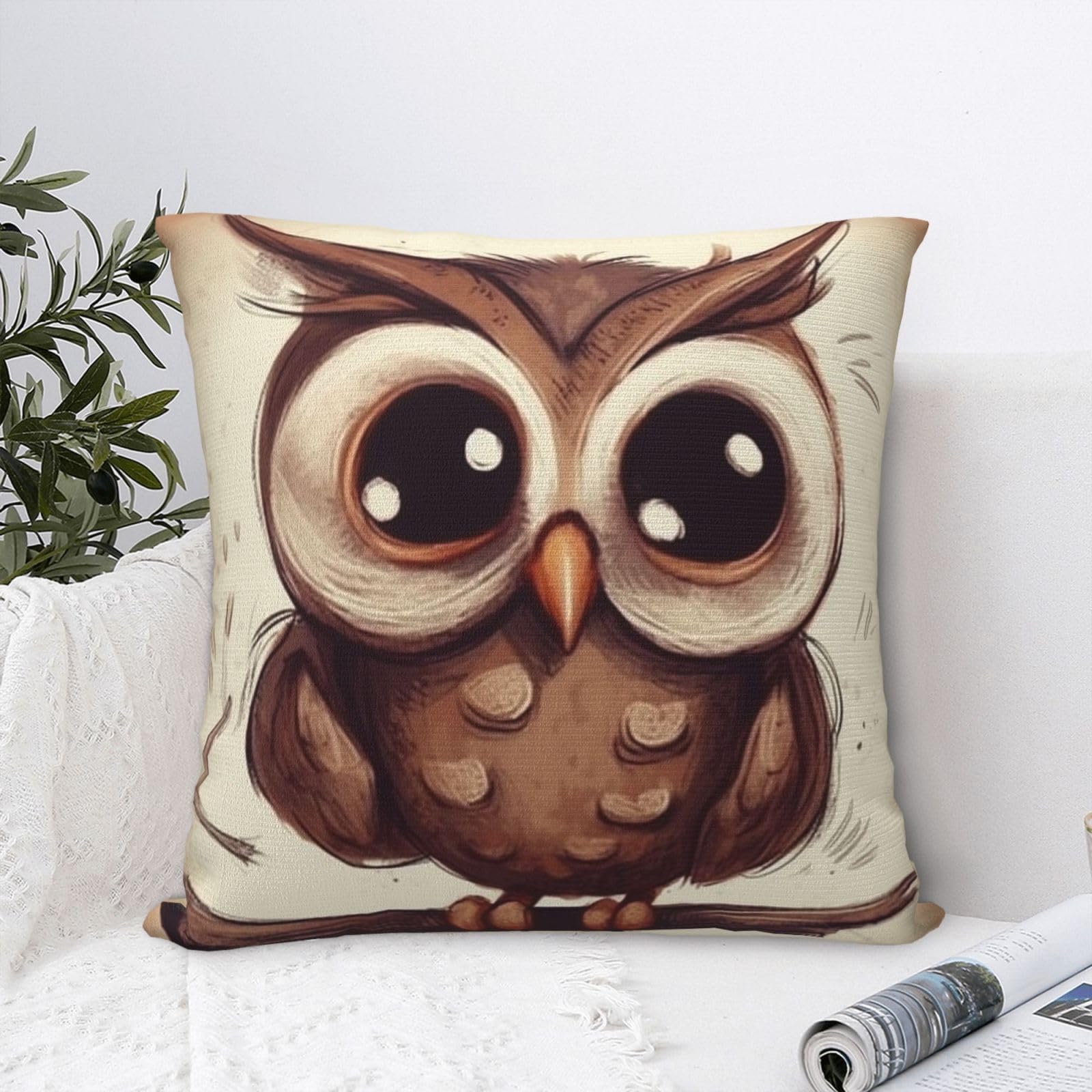 FodPand Luxury Velvet Throw Pillow Covers 24"x24" Super Soft Decorative Pillow Cases - Cute Owl Pillowcases Modern Lumbar Cushion Cases for Couch Sofa Bed Pillow Shams
