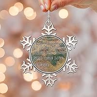 Vista 12 de Adorno de Navidad con mapa del mundo antiguo, We Travel Not to Escape Life, adornos metálicos de copo de nieve para árbol de Navidad, mapa del mundo